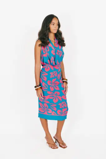Long Pareo Tipanie Blue and pink