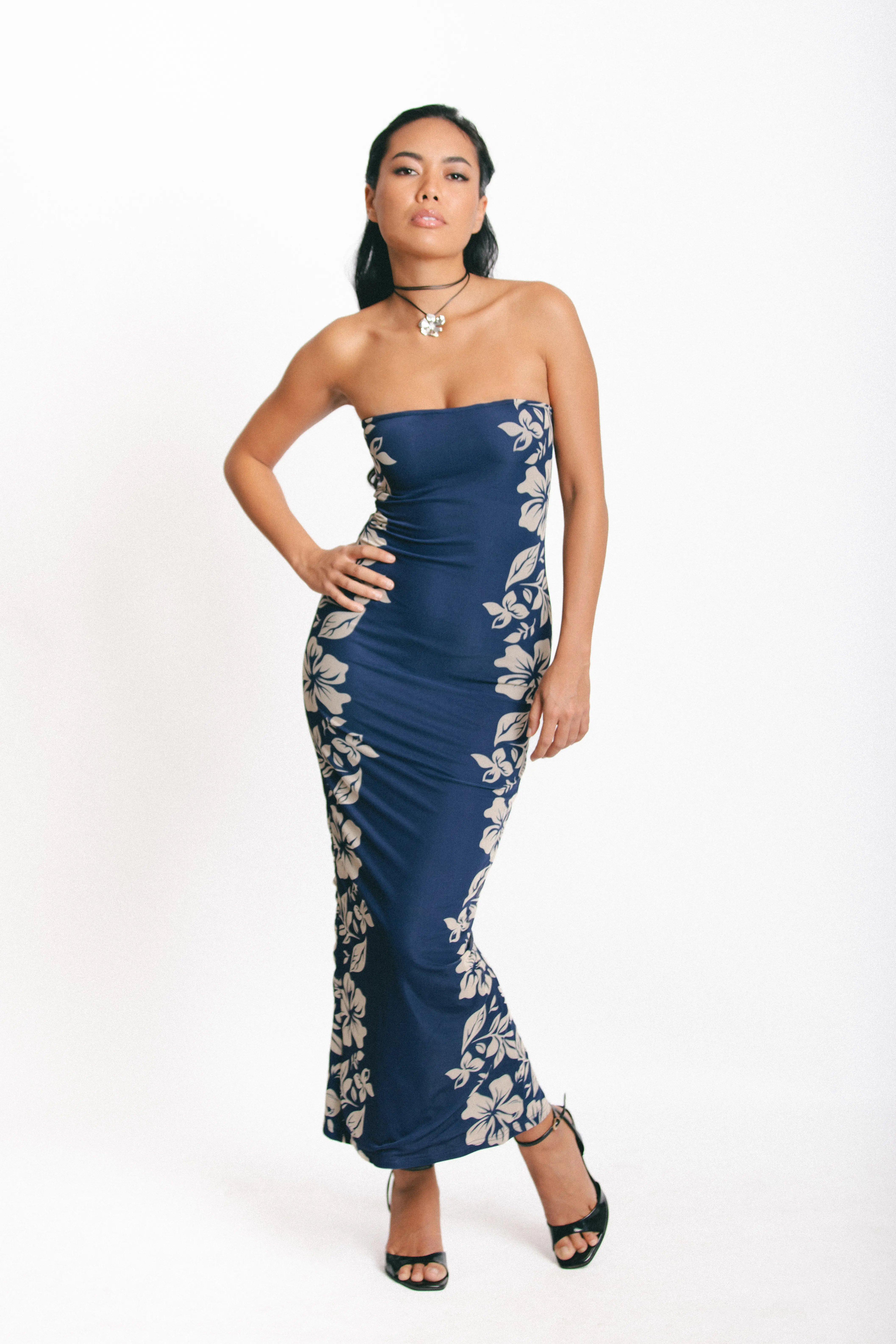 Long Lei Tube dress Navy Blue 