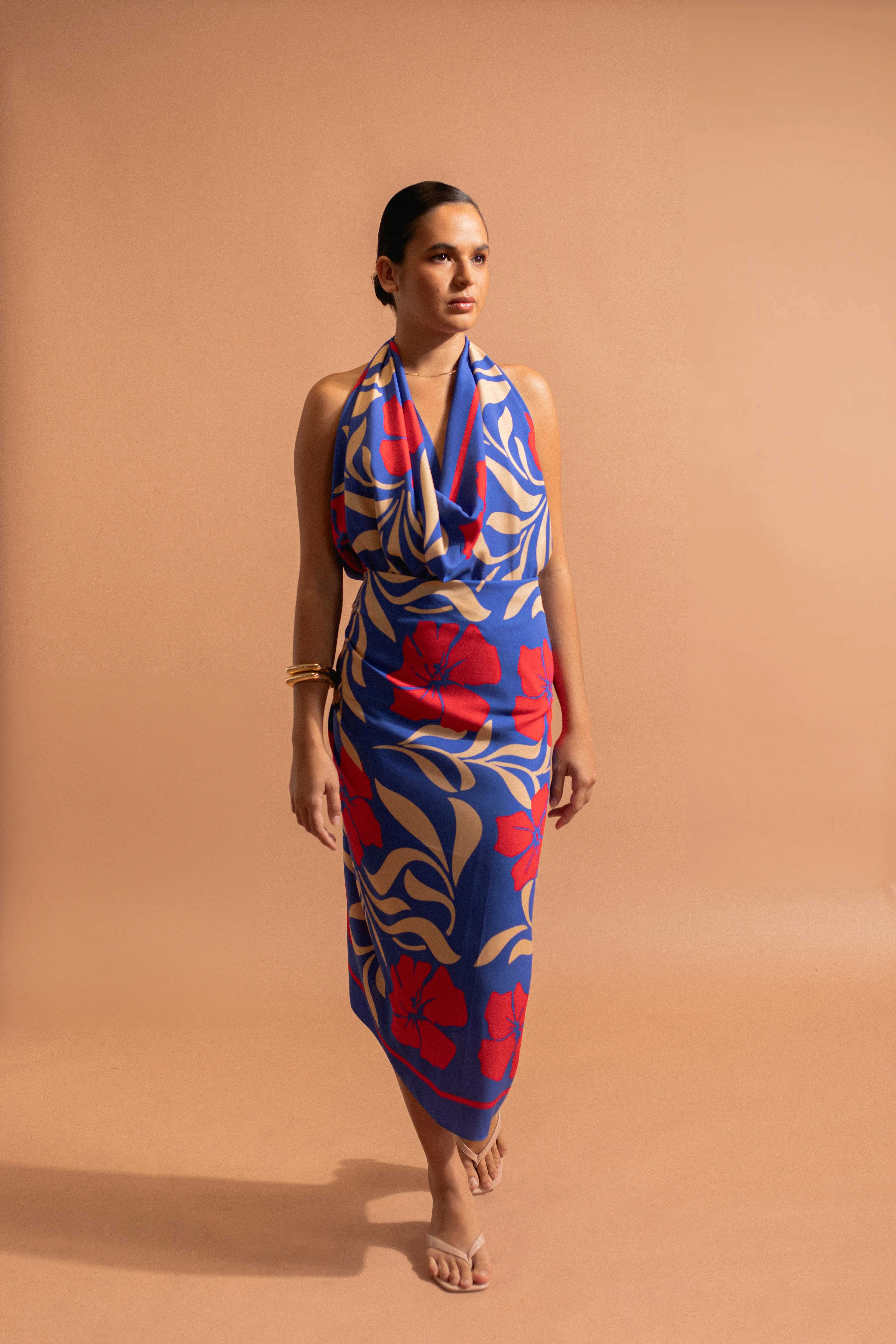 Paréo Long Flora electric blue