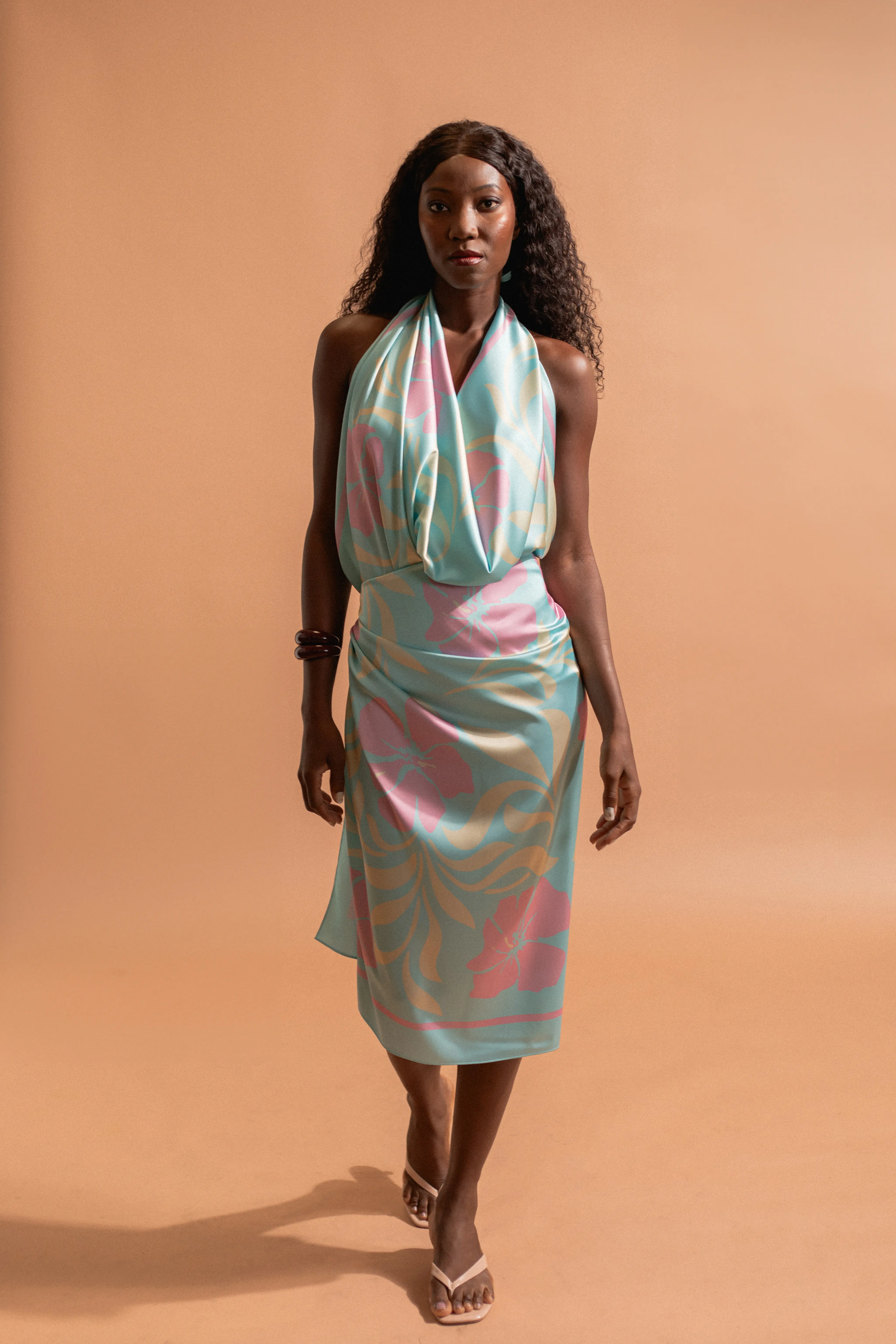 Paréo Long Flora light blue